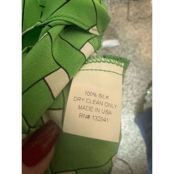 Amanda Uprichard Silk Mini Dress Bright Green Medium Ruffled Neck - Picture 5 of 5
